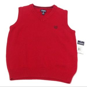 Chaps Boys Sweater Vest Vneck Red 10/12